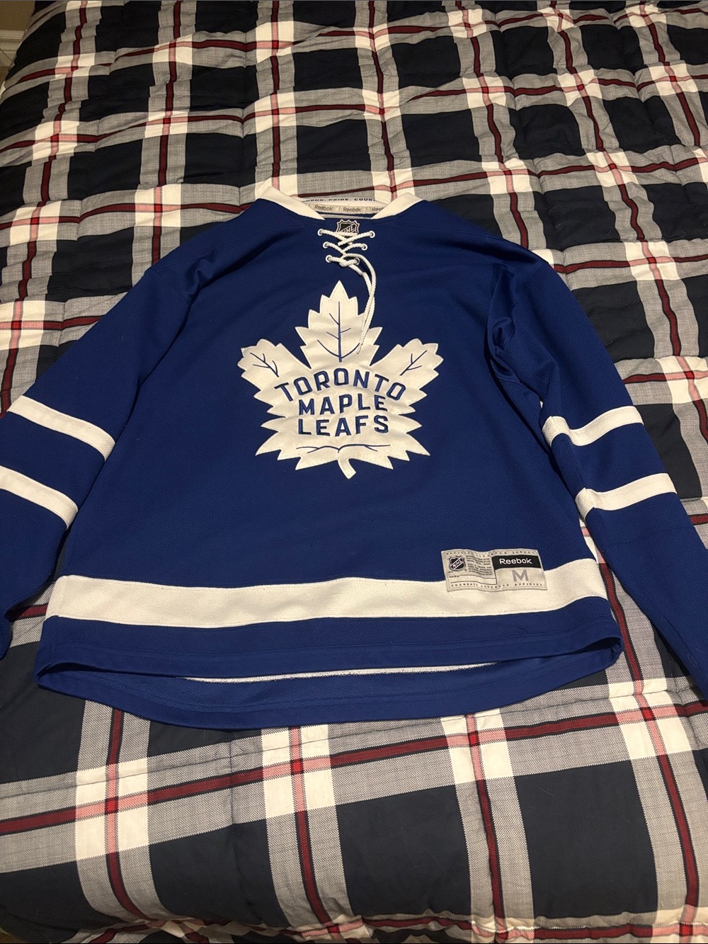 Reebok Toronto Maple Leafs Blue and White Hockey Jersey